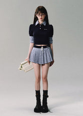 Sporty Chic Faux Two-Piece Skirt Set